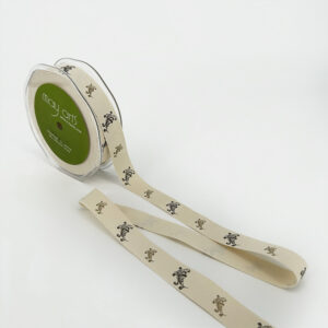 3/4 Inch Ivory Canvas Printed Ribbon with Woven Edge - 413-34-4 Scrolls