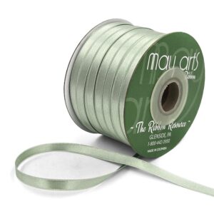 ~1/4 Inch (7MM) Luster Double Faced Satin Ribbon with Woven Edge - HA-14-48L SAGE GREEN LUSTER