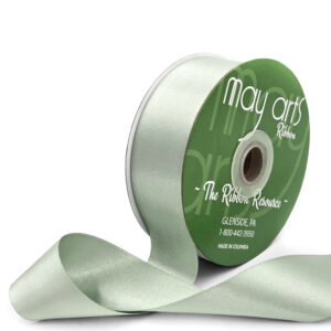 ~1.5 Inch(36MM) Luster Double Faced Satin Ribbon with Woven Edge - HA-15-48L SAGE GREEN