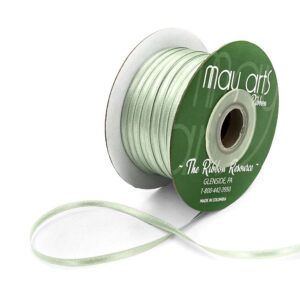 ~1/8 Inch (3MM) Luster Double Faced Satin Ribbon with Woven Edge - HA-18-48L SAGE GREEN LUSTER