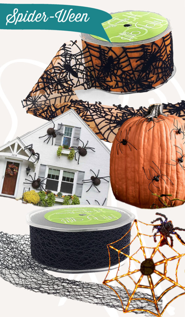 May Arts Ribbon Spiderween Decorating Ideas with spider themed ribbon