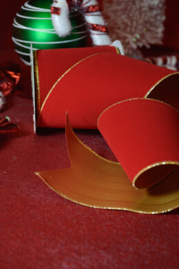 May Arts Ribbon Velvet Christmas Ribbon with Gold Backing, Velvet Reversible Wired Ribbon