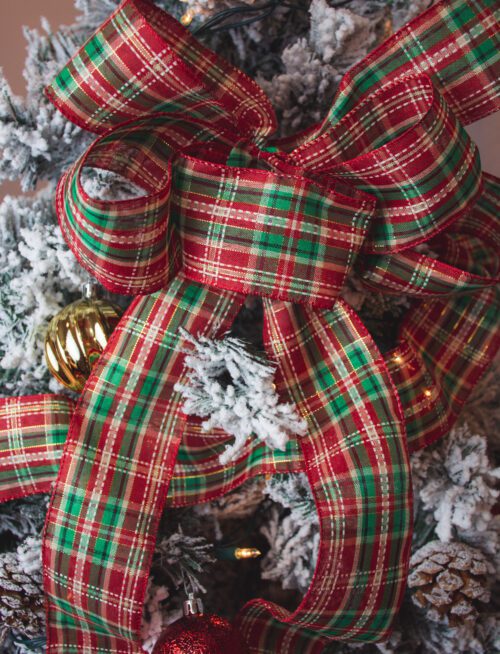 Plaid Christmas Ribbon Bows, Large Ribbon Bows for Christmas Trees, Wholesale Christmas Ribbon, May Arts Ribbon