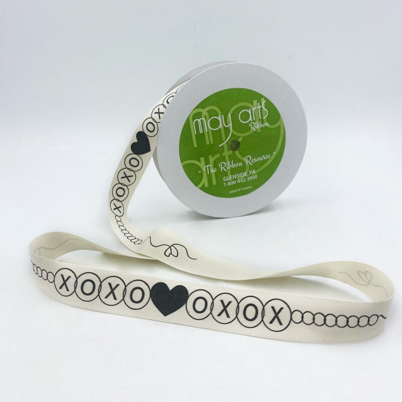 3/4 Inch Ivory Canvas Printed Ribbon with Woven Edge - 413-34-53 FRIENDSHIP BRACELET (NEW 2025)