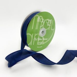 1″ Dupioni Ribbon with Wired Edge - 770-1-03 NAVY