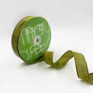 1″ Dupioni Ribbon with Wired Edge - 770-1-16 OLIVE GREEN