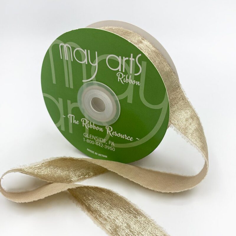 1″ Metallic Gold Ribbon with Frayed Edge - 772-1-01 WHITE