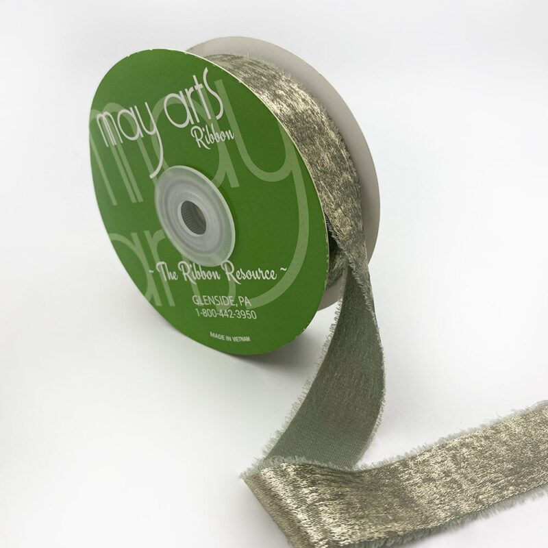 1″ Metallic Gold Ribbon with Frayed Edge - 772-1-58 JADEITE GREEN
