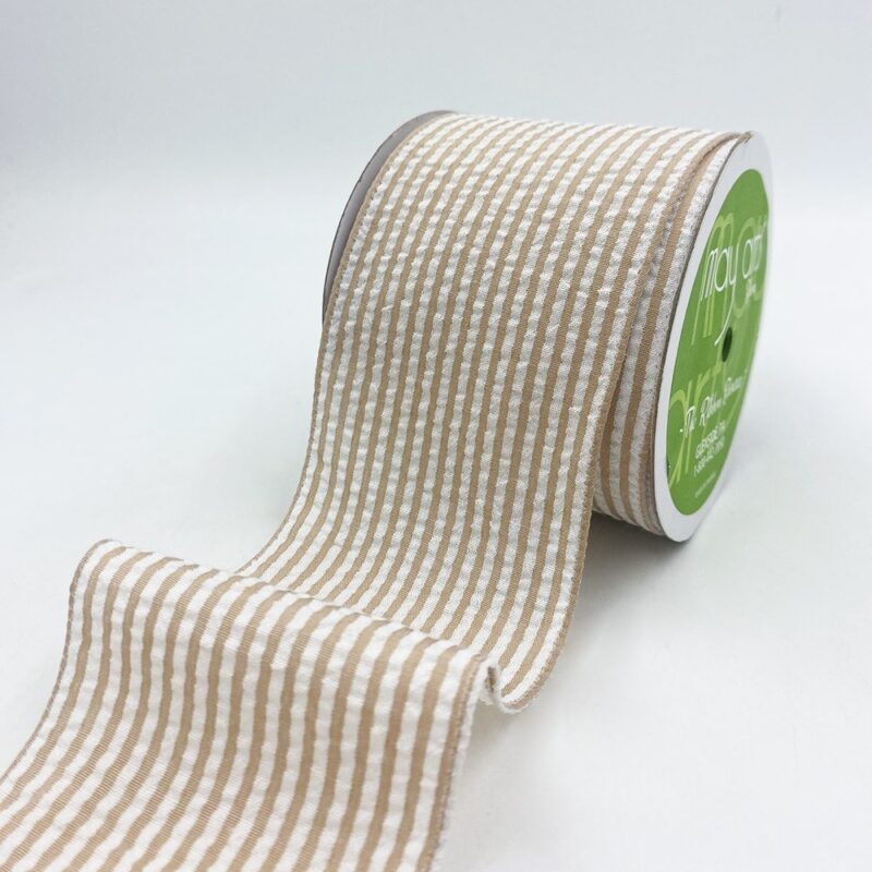 3″ Traditional Seersucker Ribbon - 775-3-02 SAND
