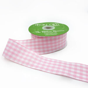 1.5 Inch Checkered Gingham Ribbon with Woven Edge - KB-5-19 LIGHT PINK