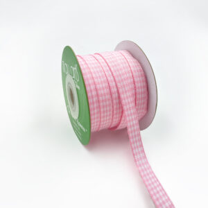 3/8 Inch Checkered Ribbon with Woven Edge - KB-8-19 LIGHT PINK