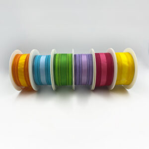 1.5" Woven Sheer Ribbon with Tone on Tone Stripes