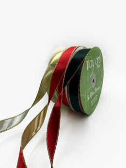 1 Inch Reversible Metallic Ribbon with Wired Edge