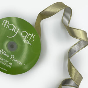 1 Inch Reversible Metallic Ribbon with Wired Edge - 778-1-30 GOLD/SILVER