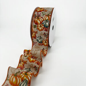 2.5″ Wired Faux Linen Gourds and Pumpkins - CW7032D PUMPKIN GOURDS NATRL