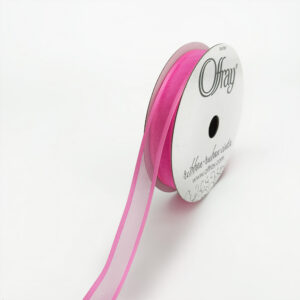 7/8 inch Sheer Satin Edge Pirouette Offray Ribbon - 162461-78-156 Hot Pink