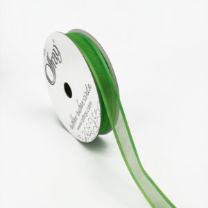7/8 inch Sheer Satin Edge Pirouette Offray Ribbon - 162461-78-580 Parrot Green