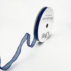 5/8″ Sheer Glitter Dot Wired Edge Bolten Offray Ribbon - 222215-58-329 Cobalt