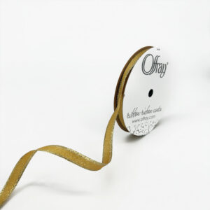 3/8″ Stacie Woven Metallic Edge Offray Corsage Ribbon - 2952-38-675 Gold