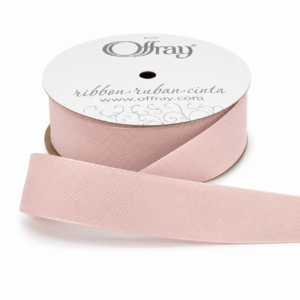 7/8″ Herringbone Offray Ribbon 25 Yards - Herringbone25Y-78-Pink Blush